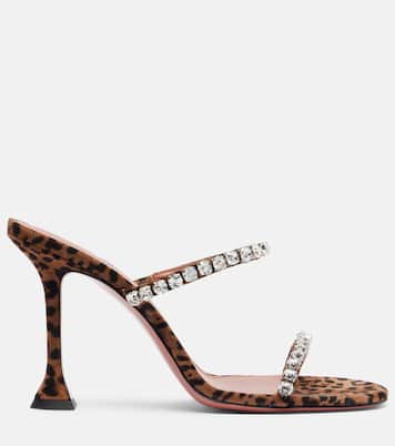 Gigi 95 leopard-print suede mules | Amina Muaddi