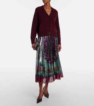 Accordian pleated sequined midi skirt | La DoubleJ