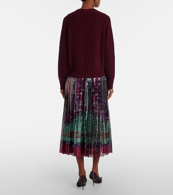 Accordian pleated sequined midi skirt | La DoubleJ