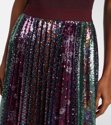 Accordian pleated sequined midi skirt | La DoubleJ