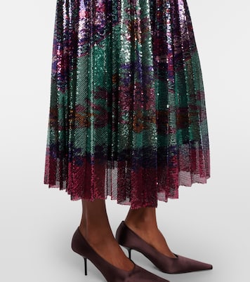 Accordian pleated sequined midi skirt | La DoubleJ