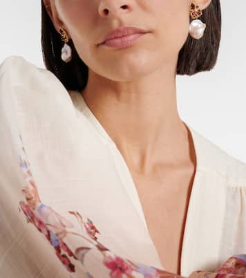 Bloom embellished pearl drop earrings  | Zimmermann
