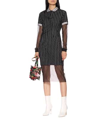 Robe chemise midi en coton rayé et tulle | Y/Project