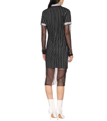 Robe chemise midi en coton rayé et tulle | Y/Project