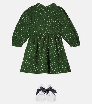 Earth printed cotton dress | Caramel