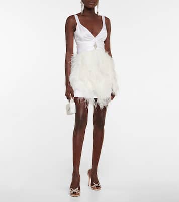 Feather-trimmed embellished silk minidress | Alessandra Rich