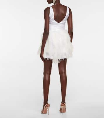 Feather-trimmed embellished silk minidress | Alessandra Rich