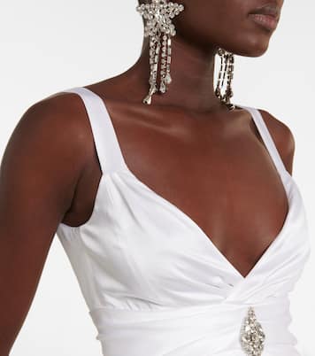 Feather-trimmed embellished silk minidress | Alessandra Rich