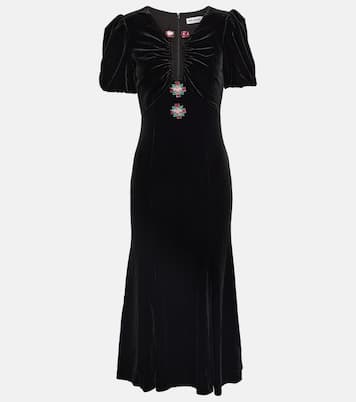 Embellished velvet midi dress | Self-Portrait
