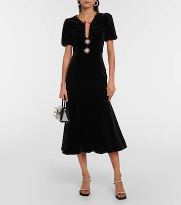 Embellished velvet midi dress | Self-Portrait