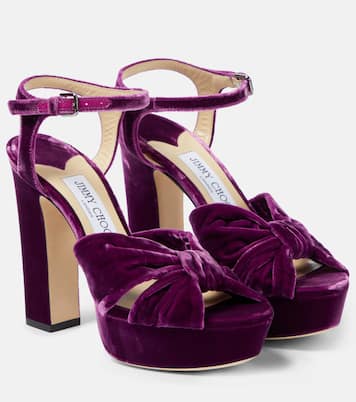 Sandales Heloise 120 à plateau en velours | Jimmy Choo