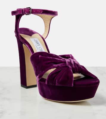 Sandales Heloise 120 à plateau en velours | Jimmy Choo