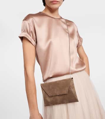 Schultertasche aus Veloursleder | Brunello Cucinelli