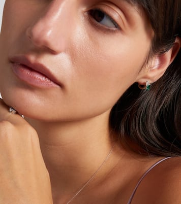 Orecchino singolo Serti sur Vide in oro bianco 18kt con diamanti e smeraldo | Repossi
