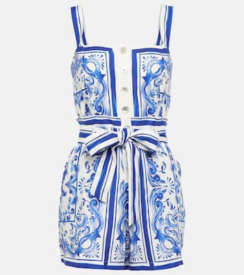 Printed linen-blend romper | Farm Rio
