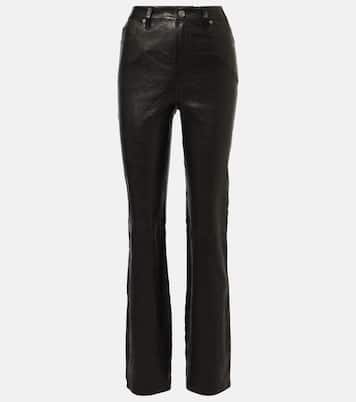 Pantalon Le High Straight Long en cuir | Frame