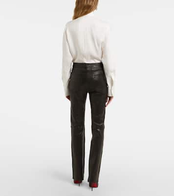 Pantalon Le High Straight Long en cuir | Frame