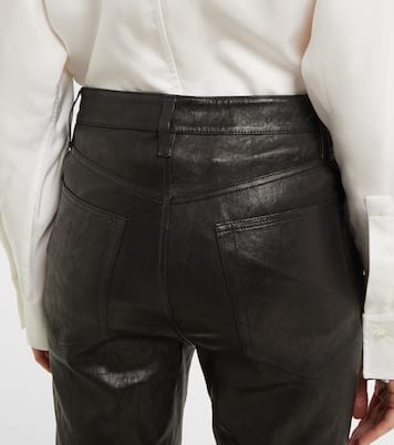 Pantalon Le High Straight Long en cuir | Frame