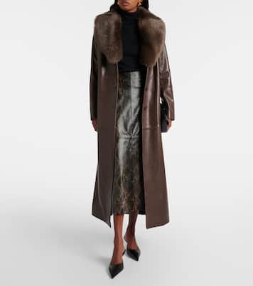 Gonna lunga Elyse in pelle stampata | Nour Hammour