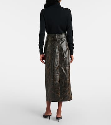 Gonna lunga Elyse in pelle stampata | Nour Hammour