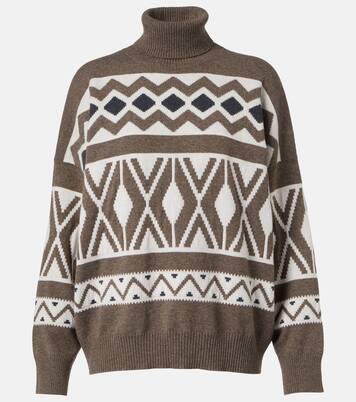 Wool, cashmere, and silk jacquard sweater | Brunello Cucinelli