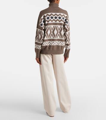 Wool, cashmere, and silk jacquard sweater | Brunello Cucinelli