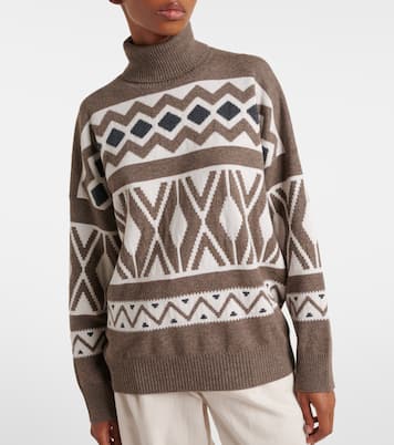 Wool, cashmere, and silk jacquard sweater | Brunello Cucinelli