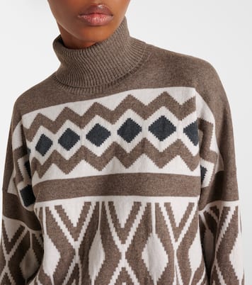 Wool, cashmere, and silk jacquard sweater | Brunello Cucinelli