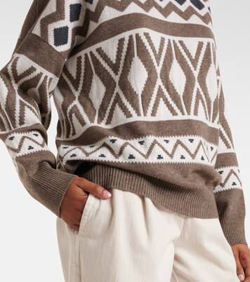 Wool, cashmere, and silk jacquard sweater | Brunello Cucinelli