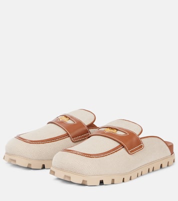 Slippers aus Canvas mit Leder | Miu Miu