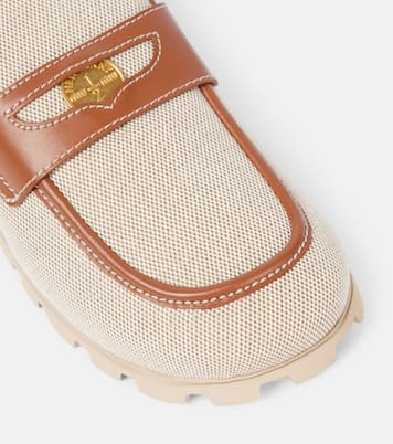 Slippers aus Canvas mit Leder | Miu Miu