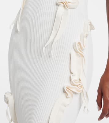 Abito lungo in maglia a coste con applicazioni floreali | Coperni