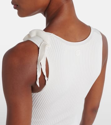 Abito lungo in maglia a coste con applicazioni floreali | Coperni