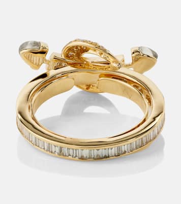 Anillo Chakra de oro de 18 ct con diamantes, esmeraldas y cuarzos | Ananya