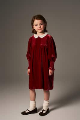 Lory crochet shirred velvet dress | C'era Una Volta