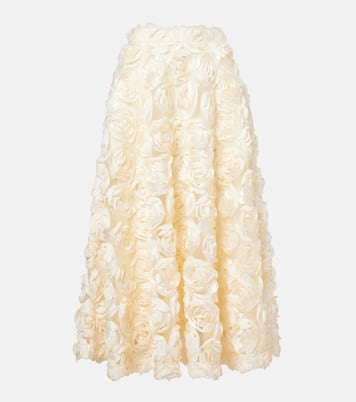 Floral-appliqué midi skirt | Rotate