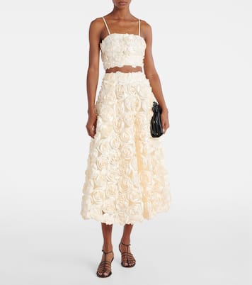 Floral-appliqué midi skirt | Rotate