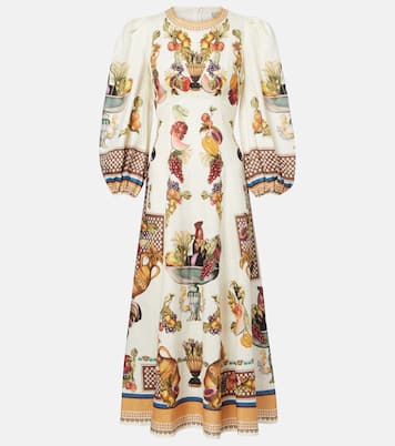 Bedrucktes Midikleid Mercado aus Leinen | Alémais