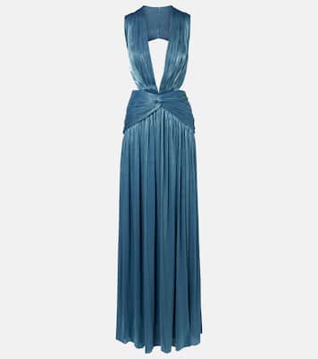 Draped open-back jersey gown | Costarellos