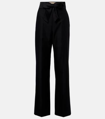 Bow-detail wool and mohair straight pants | Valentino