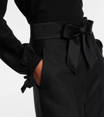 Bow-detail wool and mohair straight pants | Valentino