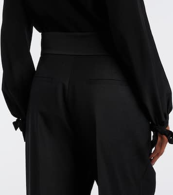 Bow-detail wool and mohair straight pants | Valentino