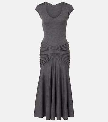 Vestido midi de punto de lana plisado | Alaïa