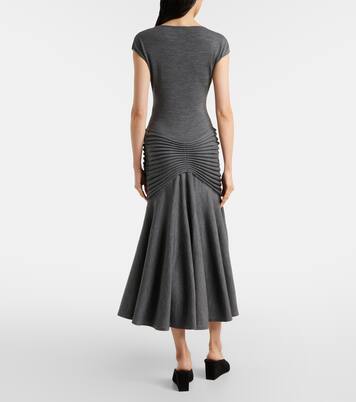 Vestido midi de punto de lana plisado | Alaïa