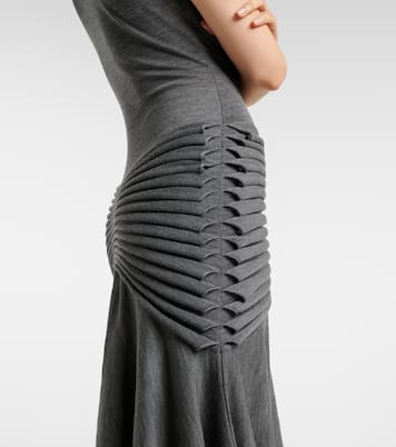 Vestido midi de punto de lana plisado | Alaïa