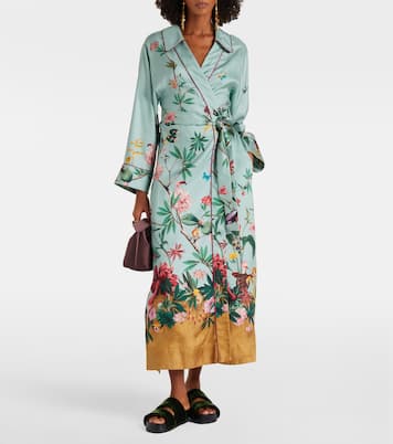 Midnight floral silk wrap dress | La DoubleJ