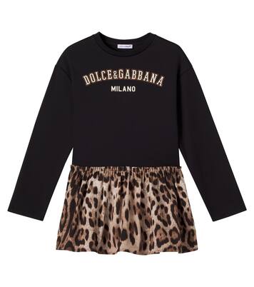 Logo leopard-print cotton dress | Dolce&Gabbana Kids