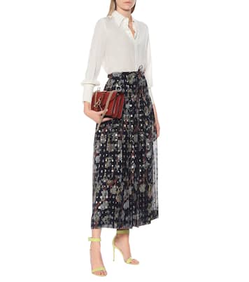 Silk fil coupé midi skirt | Chloé