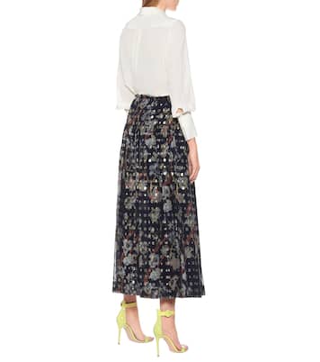 Silk fil coupé midi skirt | Chloé