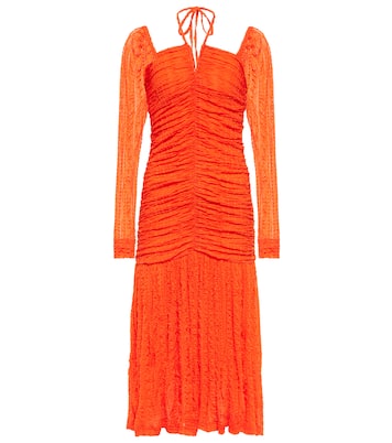 Textured ruched jersey midi dress | Ganni